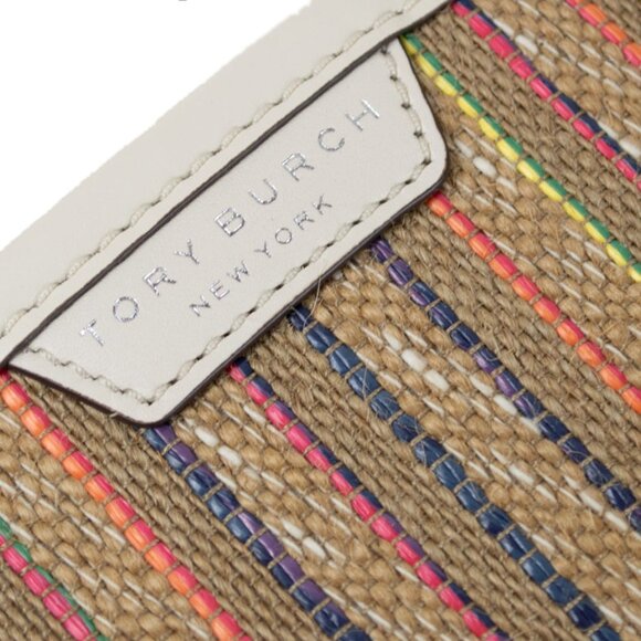 TORY BURCH Small Perry Stripe Raffia Tote - Picture 7 of 12